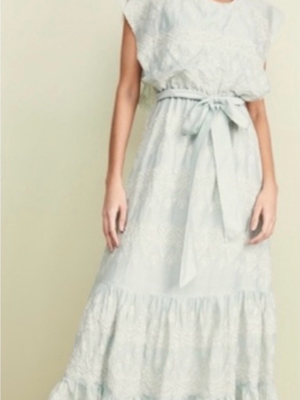 Love Sam Pale Mint & White Embroidered Maxi Dress
